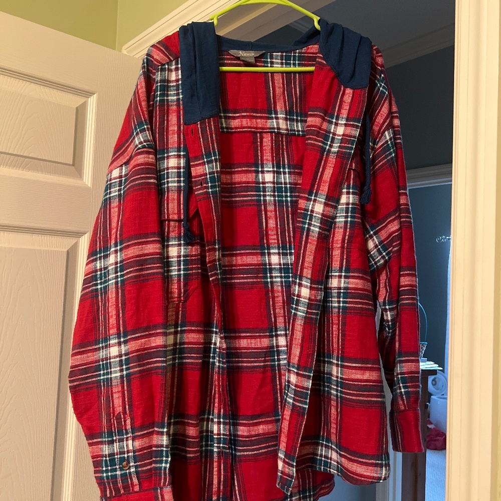 Oversized flannel with hood
